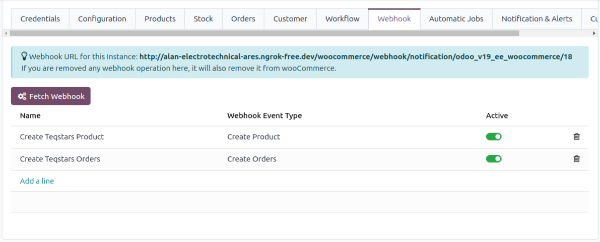 Webhook configuration