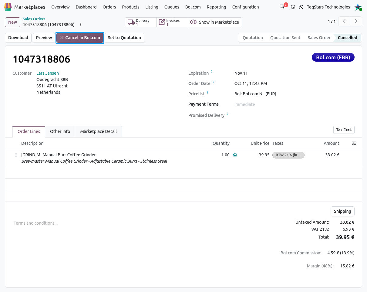 Bol.com Cancel In Bol button