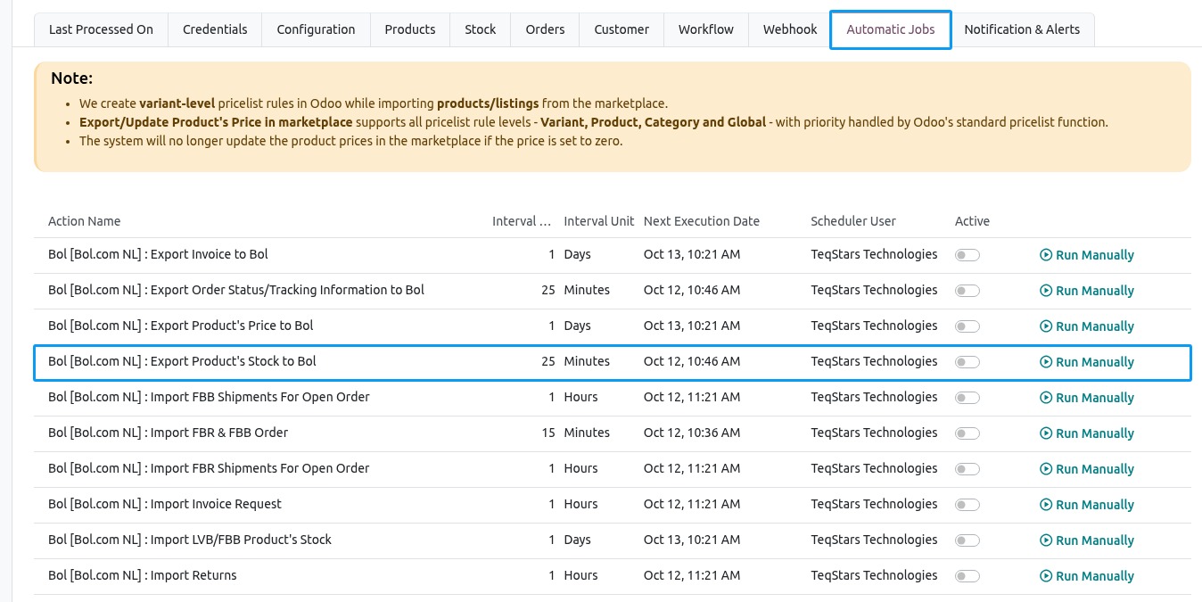 Inventory Automatic Export