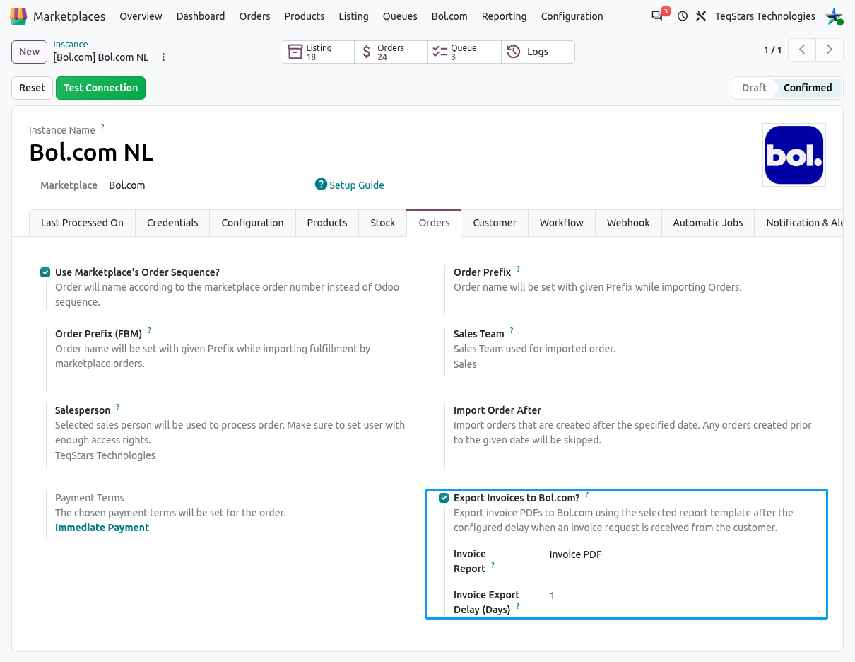 Bol.com Export Invoices Configuration