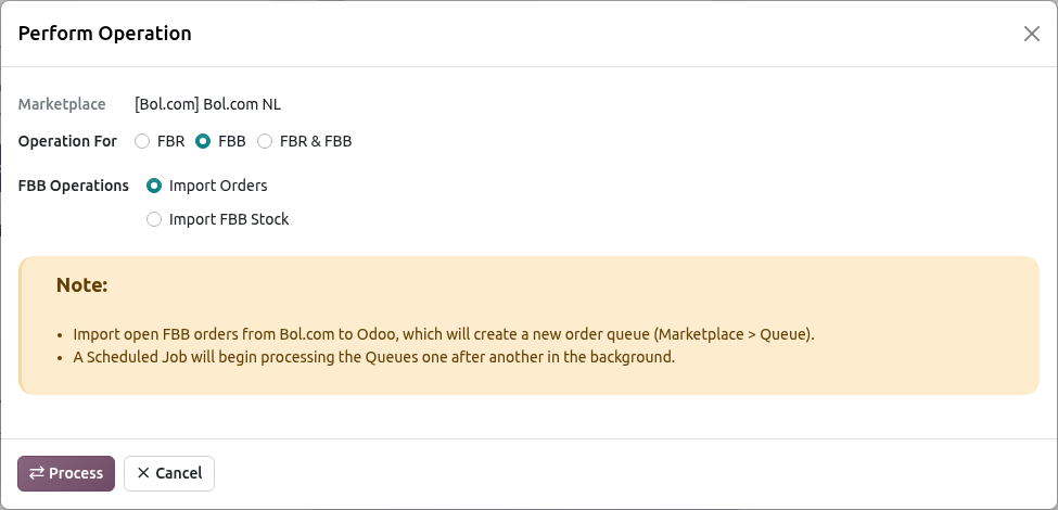 Bol.com Import FBB Orders Screen