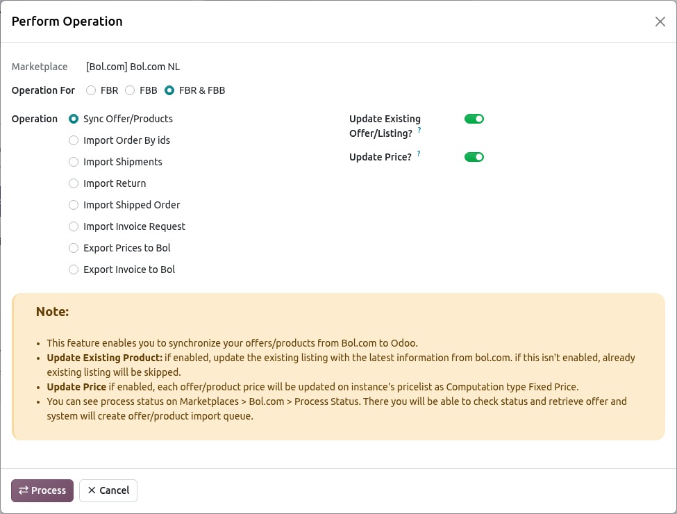 Bol.com Product Import Screen