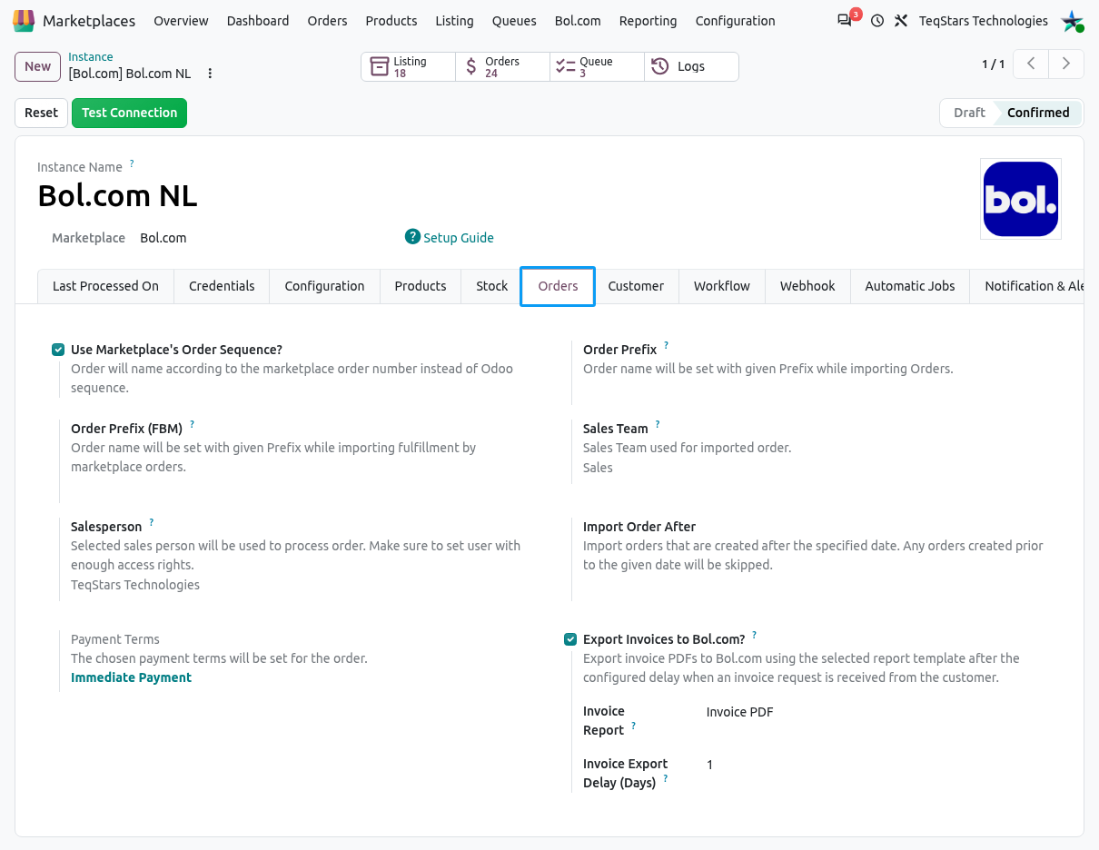 Bol.com Orders Configurations