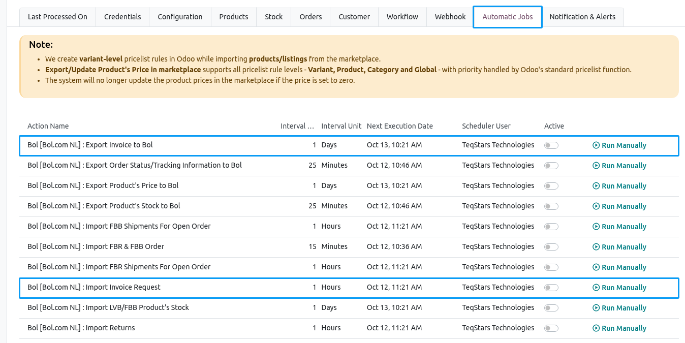 Bol.com Invoice Automatic Jobs