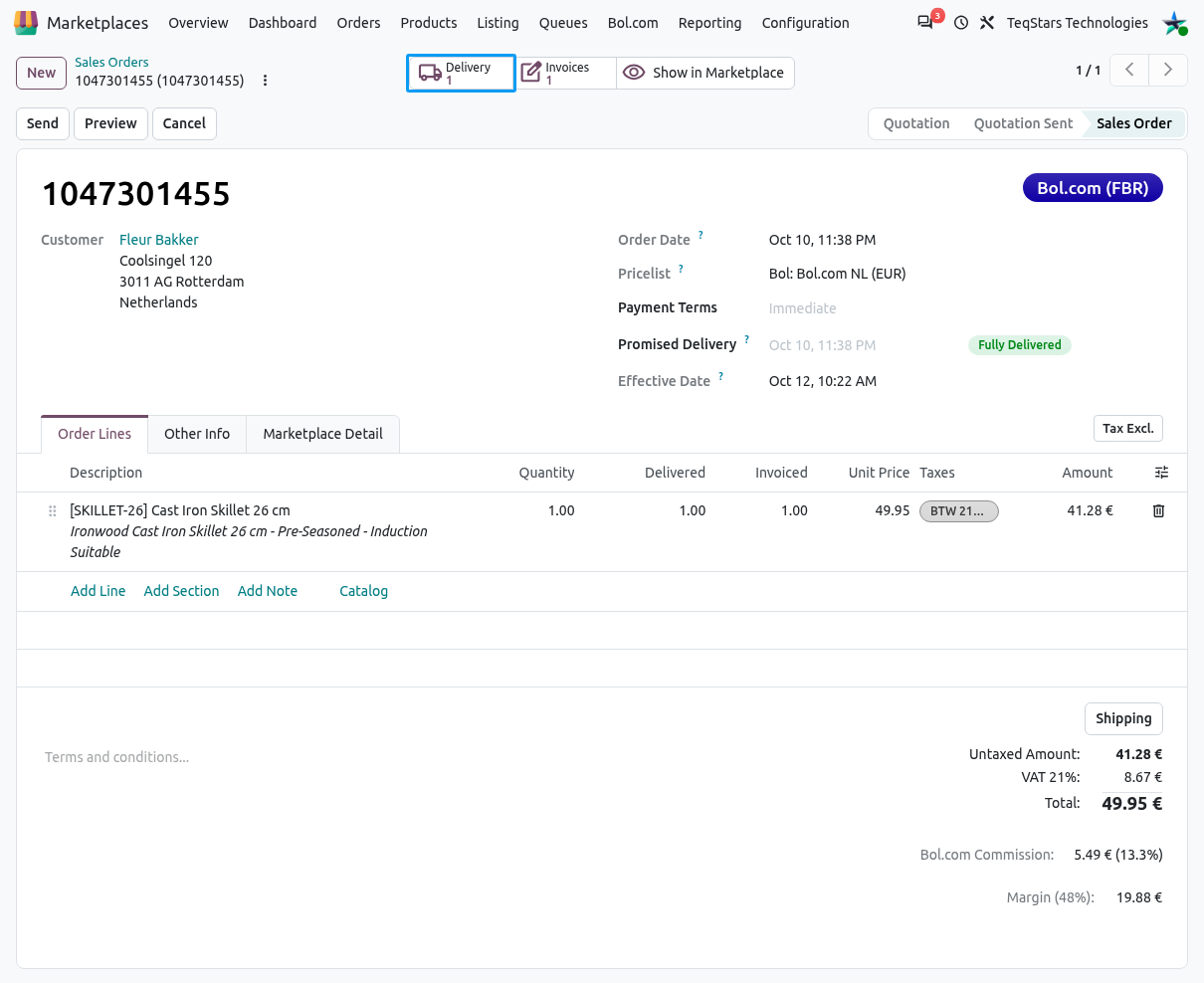 Bol.com Sale Order View