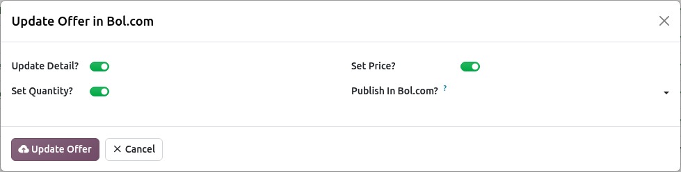 Bol.com Update listings Option Popup