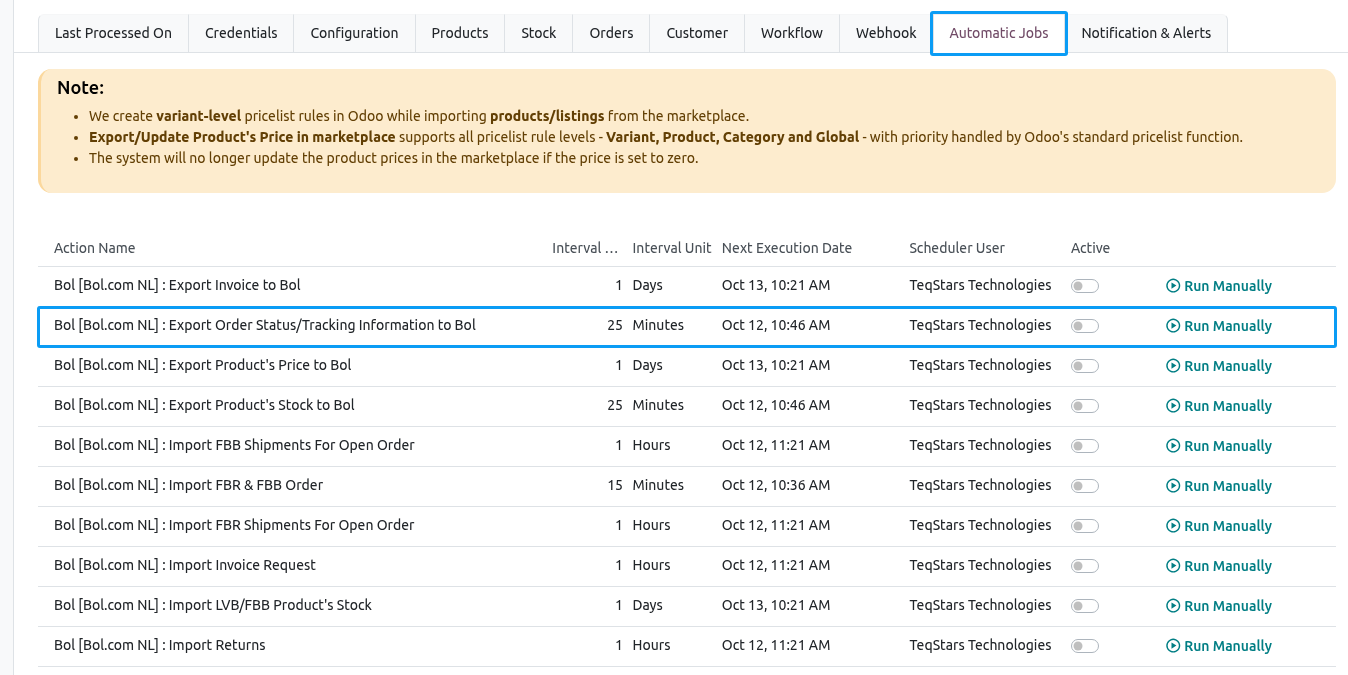 Bol.com Update Order status Automatic Job