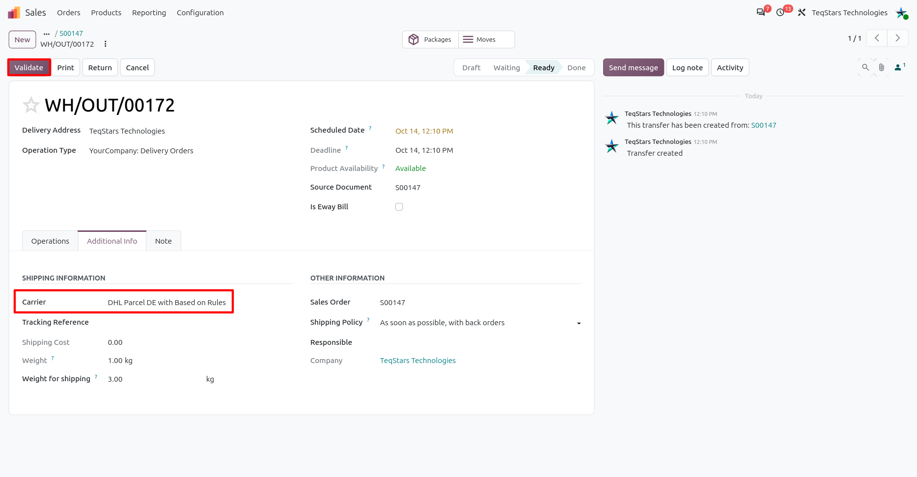 Delivery Order Configuration