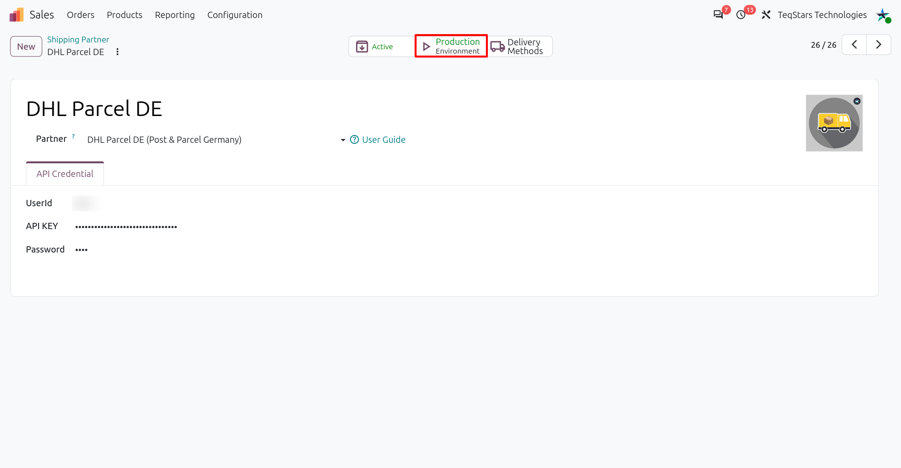 DHL Parcel DE (Post & Parcel Germany) Shipping Partner Configuration For Production Environment.