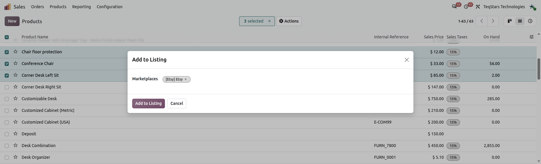 Add to Listing Popup