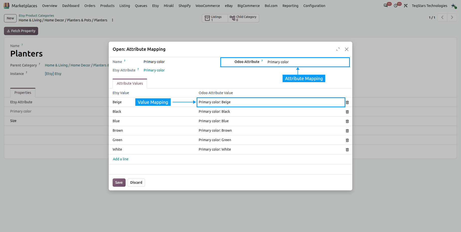 Category-specific Attribute and Value Mapping on an Etsy category