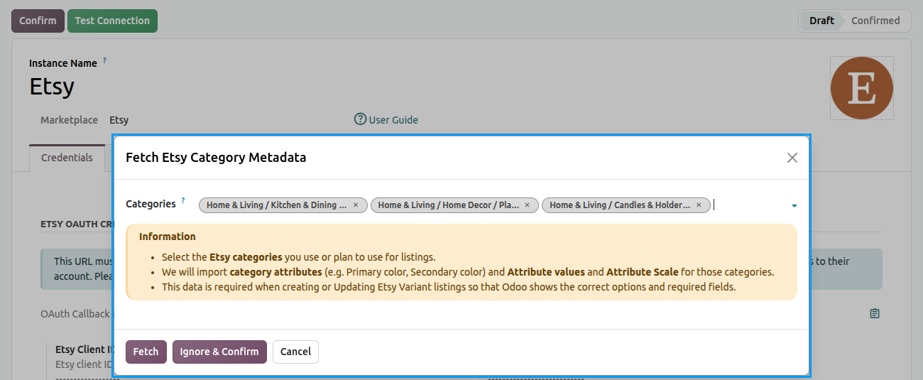 Category Metadata Fetch Popup