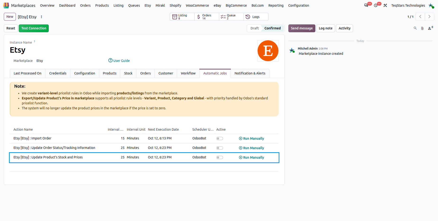 Stock and Price Automatic Export