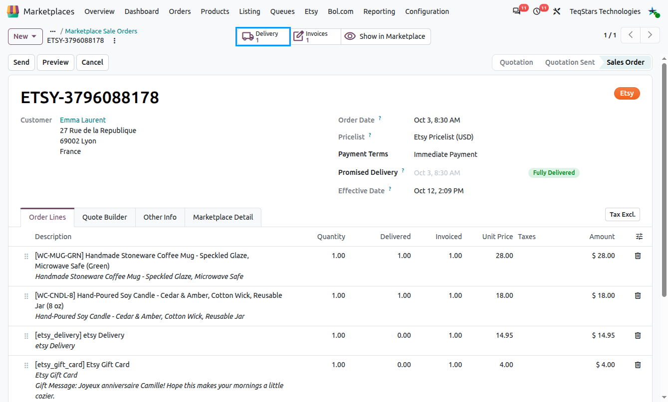 Sale Order View