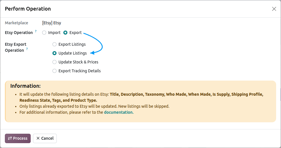 Etsy Update Listing Screen