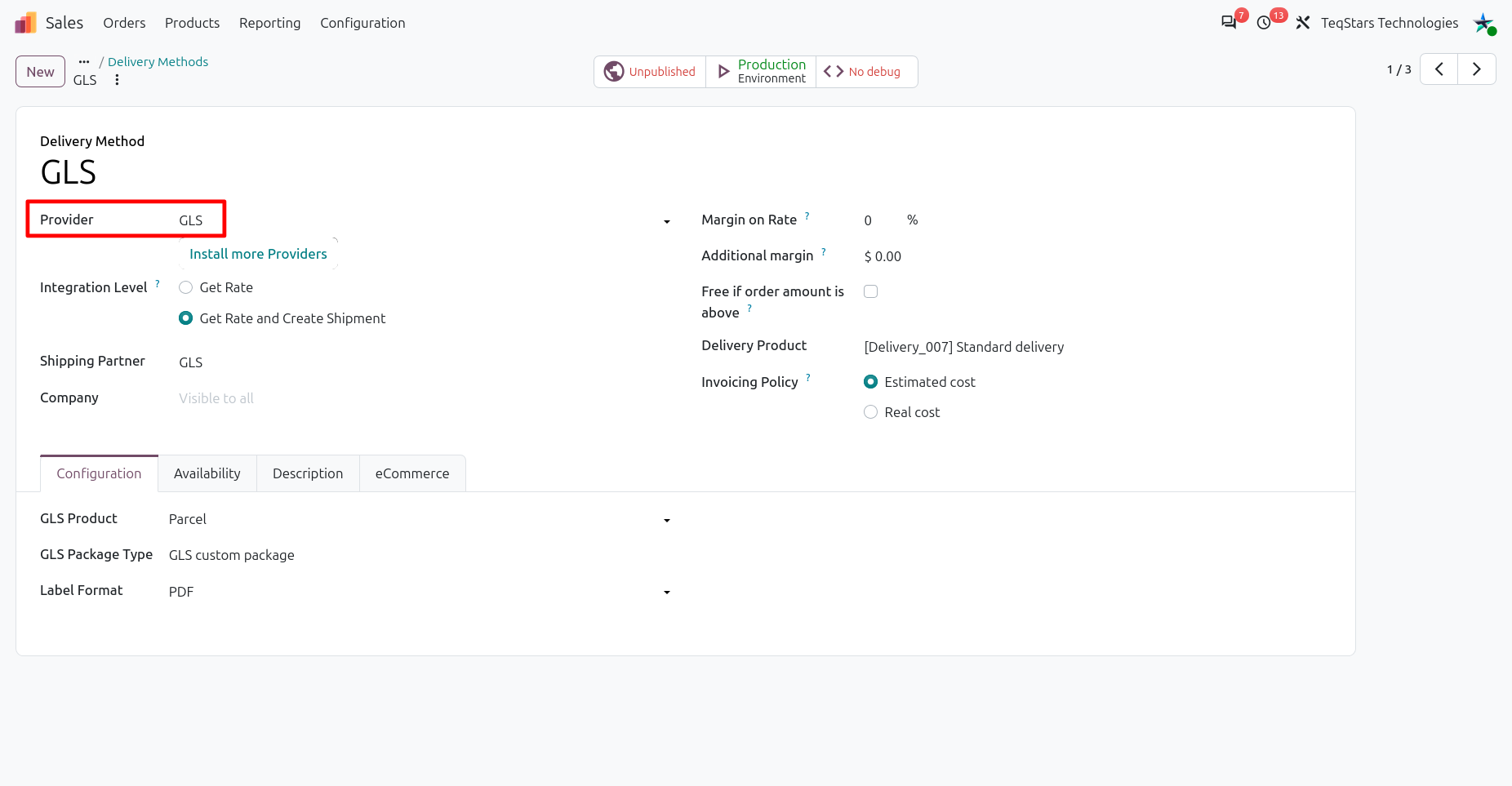 Configuring the GLS Delivery Method.