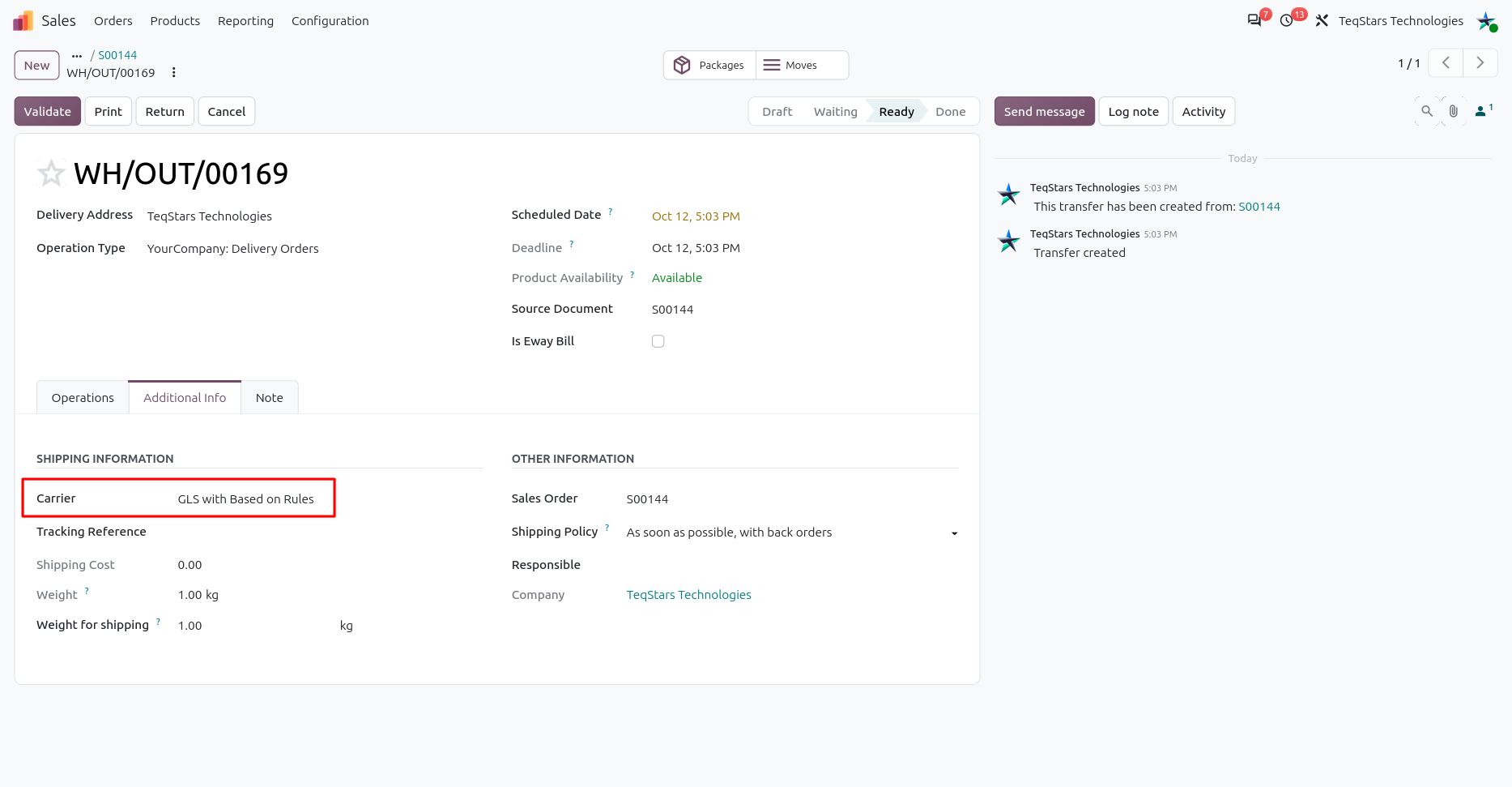 Delivery Order Configuration.