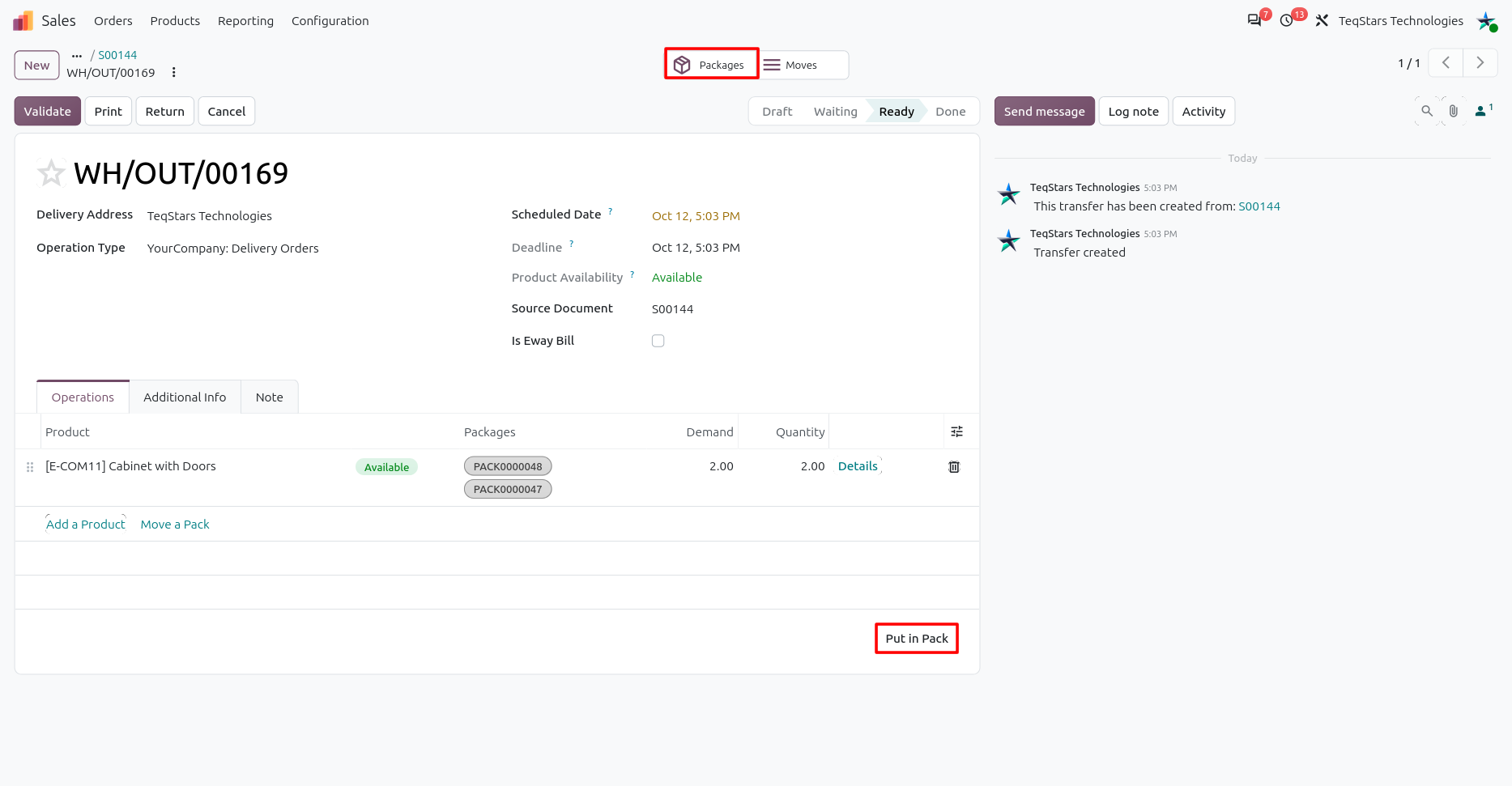 Configuring Packages by doing Put in Pack Operation in case if you are using multiple packages.