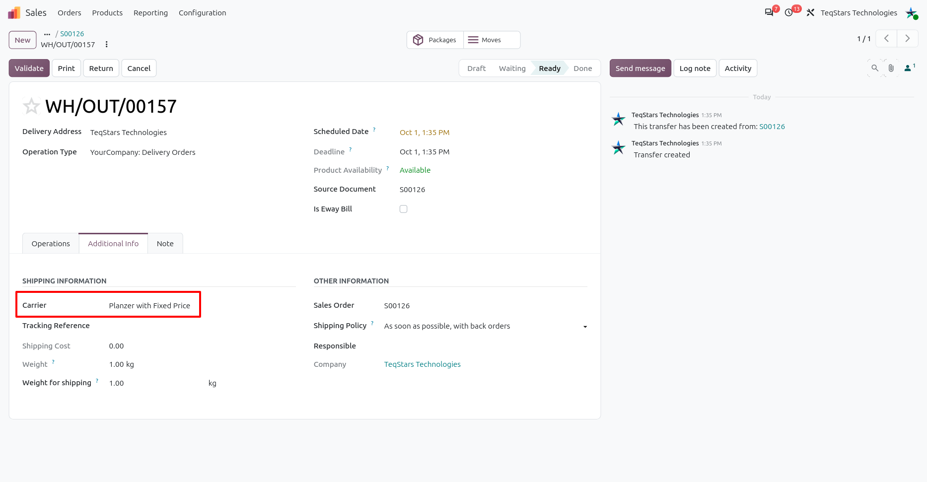 Configure Carrier in Delivery Method.