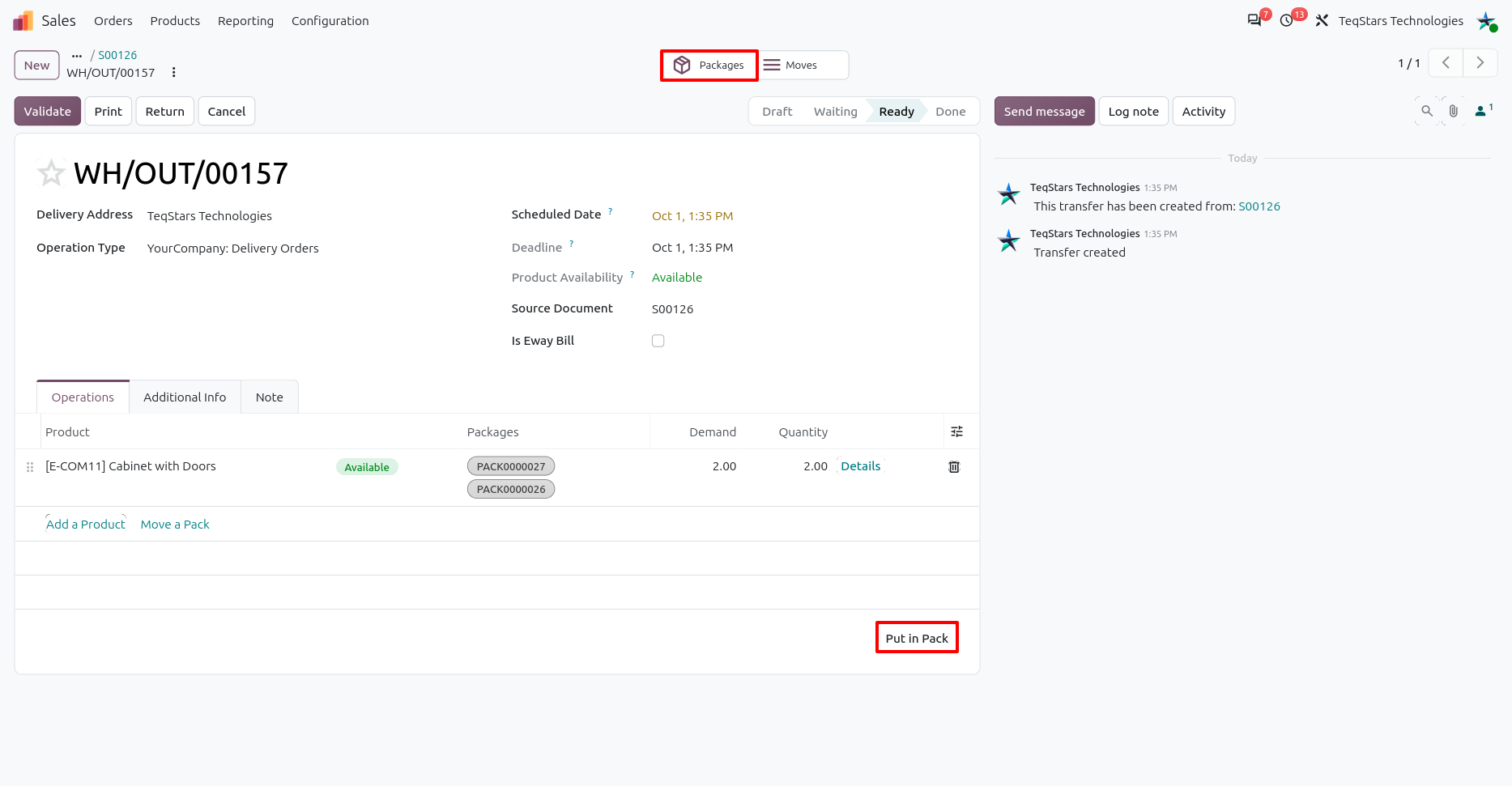 Configuring Packages by doing Put in Pack Operation in case if you are using multiple packages.
