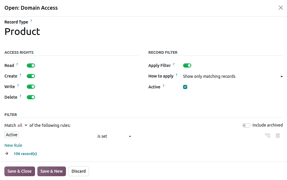 Domain Access form