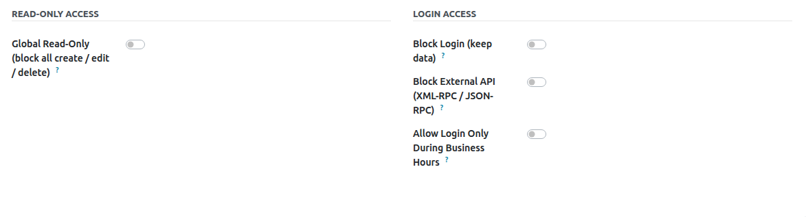 Login and account controls configuration