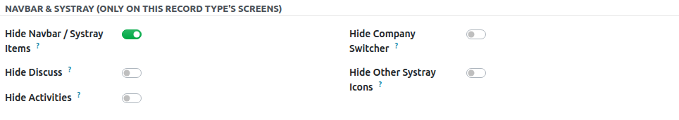 Navbar and systray configuration