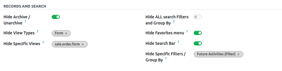 Search restrictions configuration