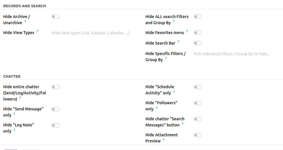 View restrictions configuration