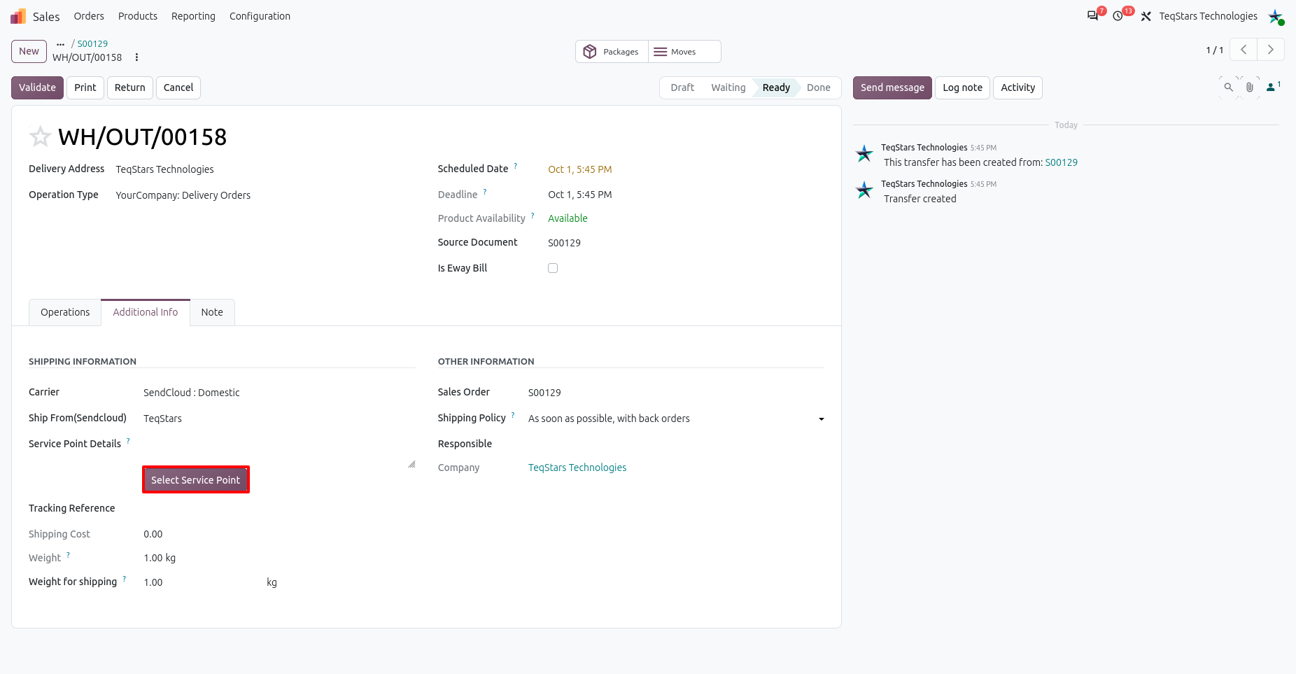 Delivery Order Configuration