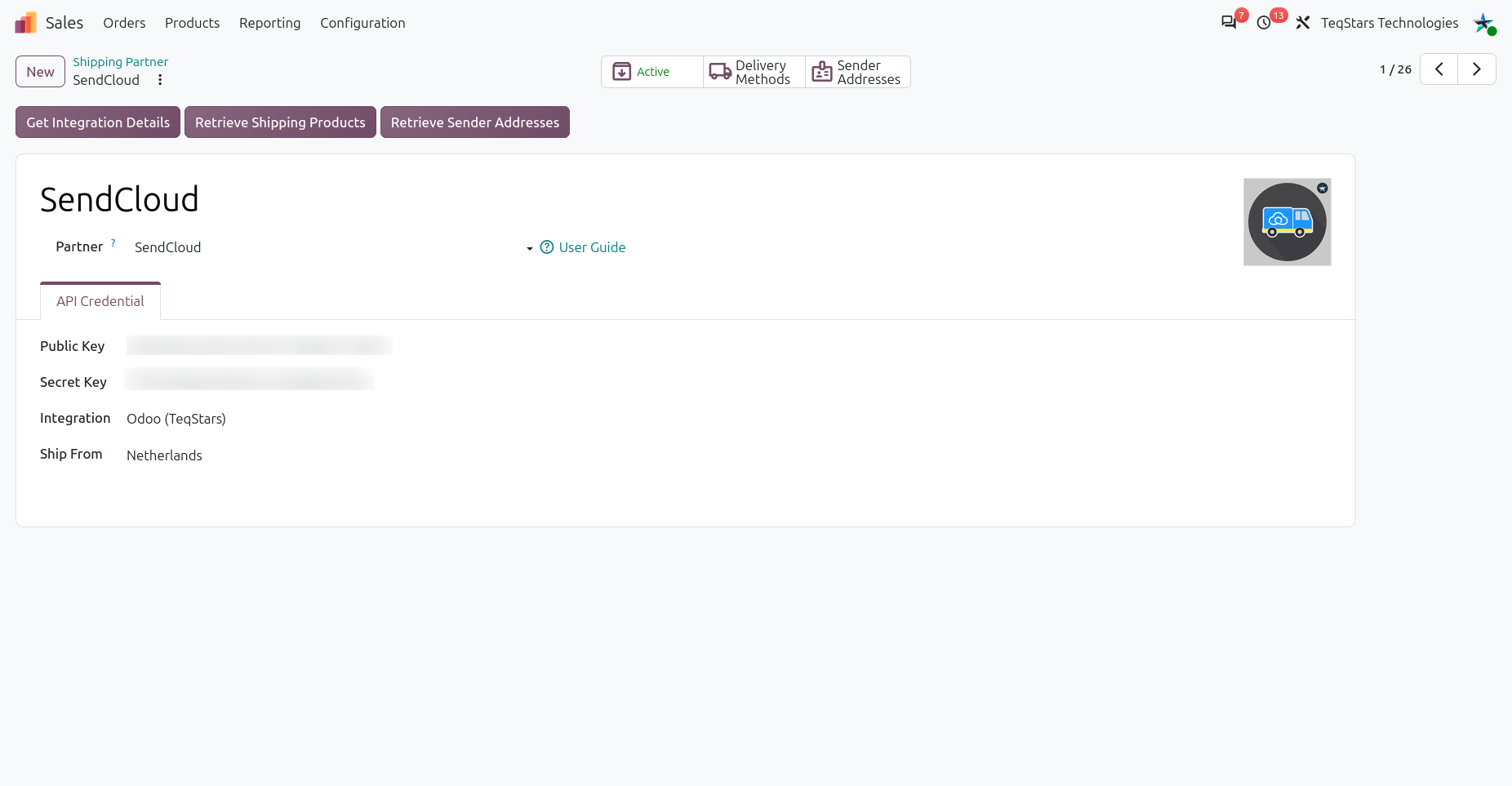 Sendcloud Shipping Partner Configuration
