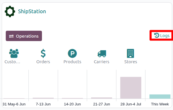 Logs link on the account kanban card