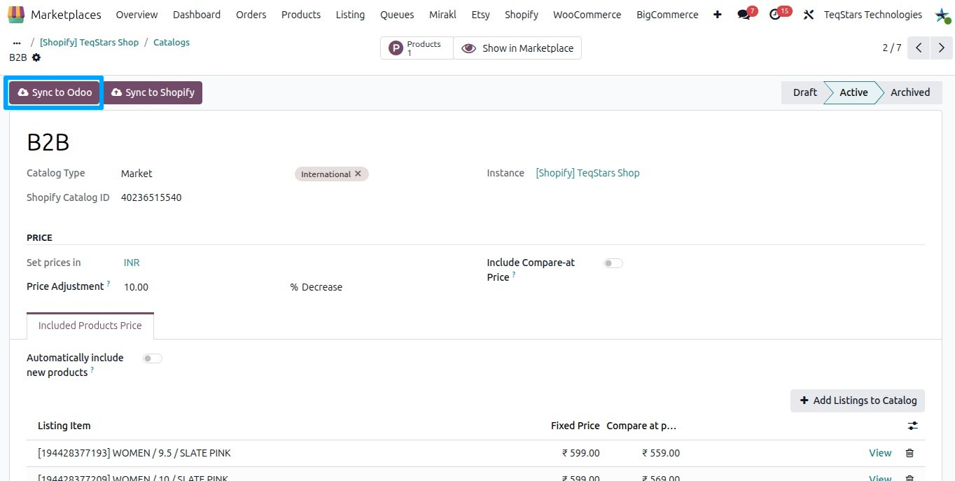 Catalog Sync to Odoo Button
