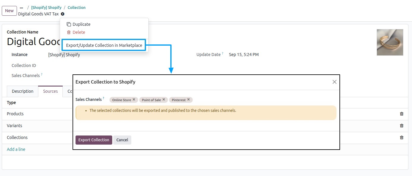 Export collection Button