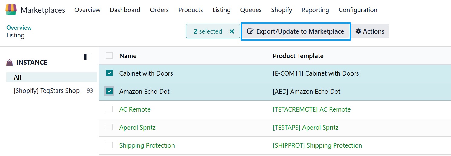 Export Listing Button