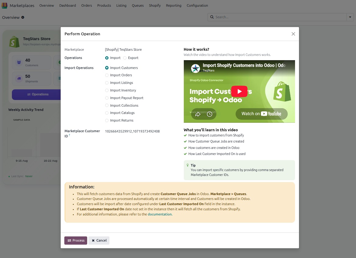 Customer Import Screen