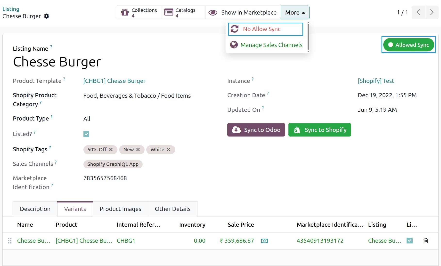 Listing with Allowed Sync status