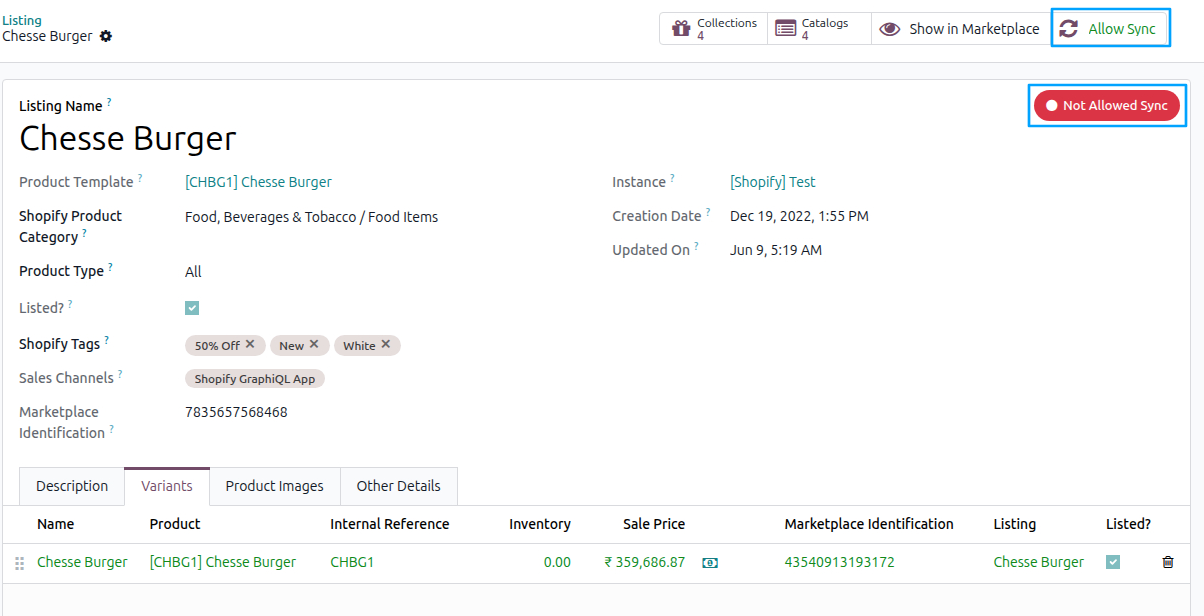 Listing with Not Allowed Sync status