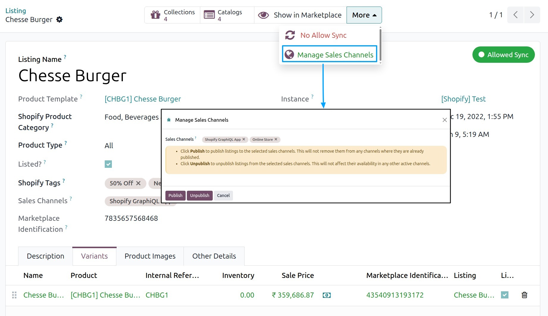 Manage Sales Channels Button