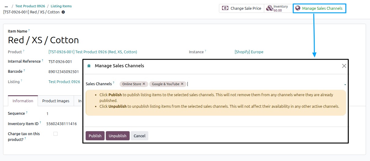 Manage Sales Channels Button