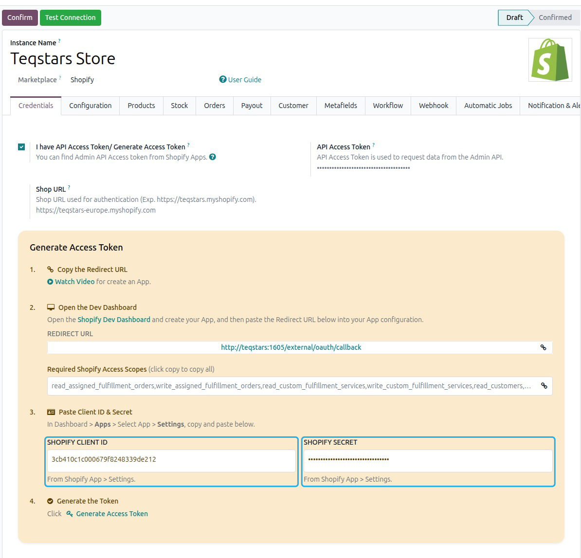 Shopify Redirect URL Configuration
