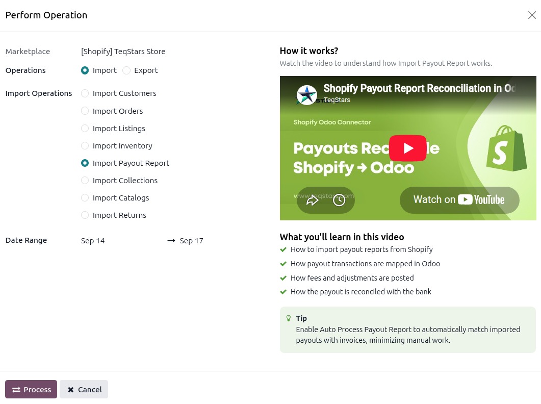 Payout Import Screen