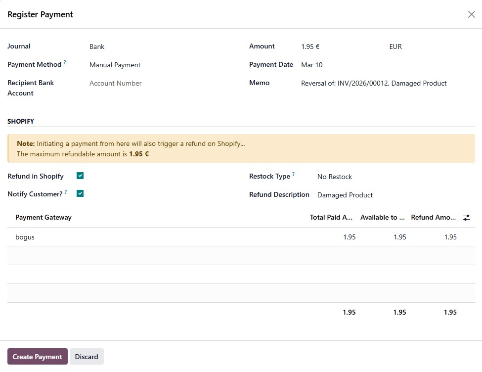 Refund in Shopify from Credit Note