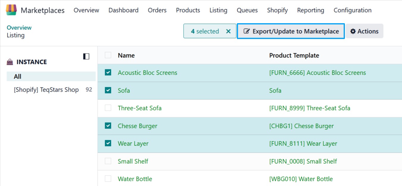Update listings Button