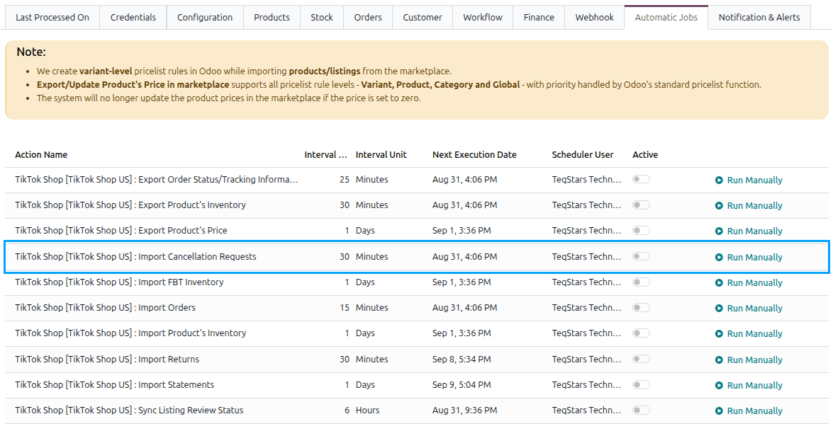 Cancellation Requests Automatic Import