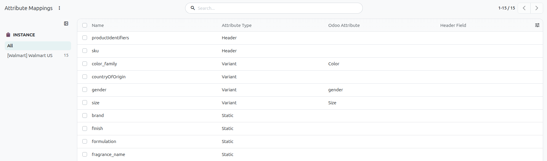 Walmart Attribute Mappings