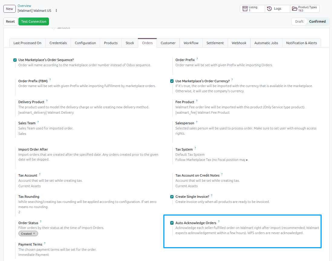 Auto Acknowledge Orders