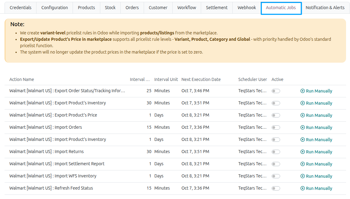Automatic Jobs Configurations