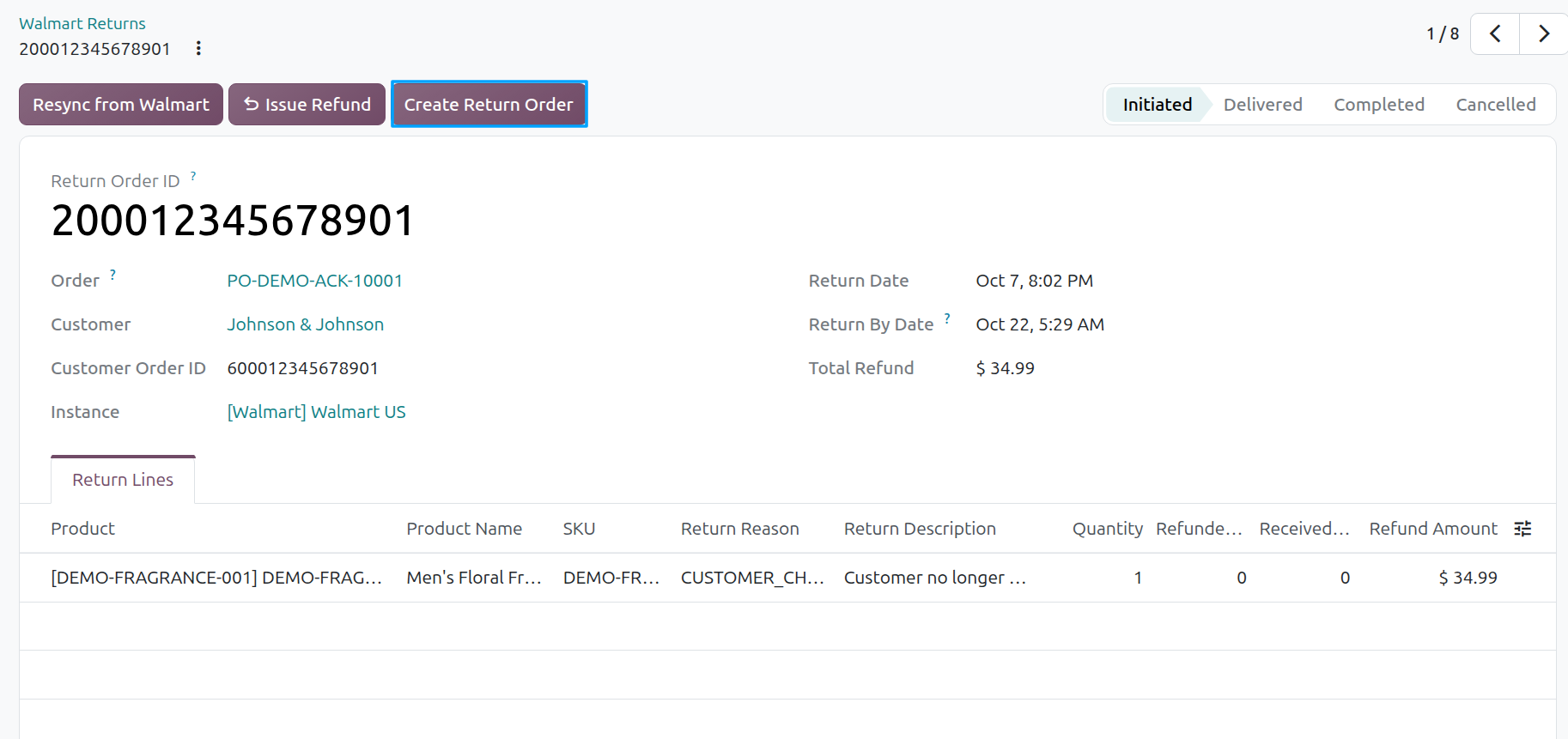 Create Return Order
