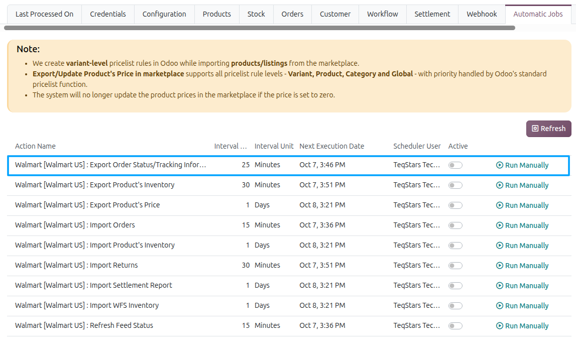 Tracking Automatic Export
